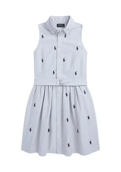 推荐Lauren Childrenswear Girls 7 16 Belted Polo Pony Oxford Shirtdress商品