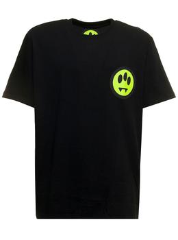 推荐Barrown Man's Black Cotton T-Shirt with Logo Print商品