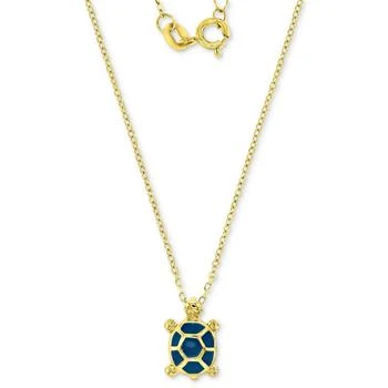 Macy's | Enamel Turtle 18" Pendant Necklace in 14k Gold-Plated Sterling Silver,商家Macy's,价格¥521