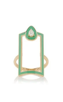 Savolinna Jewelry | Savolinna Jewelry - Lemonade Enameled 18K Yellow Gold Diamond Ring - Green - US 7 - Moda Operandi - Gifts For Her,商家Fashion US,价格¥16345