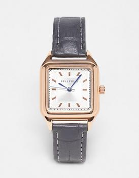 商品Bellfield | Bellfield croc effect strap watch with sqaure dial in black,商家ASOS,价格¥197图片