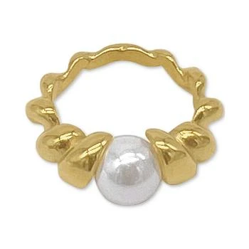 ADORNIA | 14k Gold Imitation Pearl (8mm) Cable Twist Ring 独家减免邮费