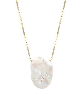 商品Samira 13 | 18K Yellow Gold, 22MM White Baroque Pearl & Diamond Galaxy Pendant Necklace,商家Saks Fifth Avenue,价格¥40753图片