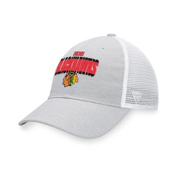 Fanatics | Men's Branded Heather Gray, White Chicago Blackhawks Team Trucker Snapback Hat商品图片,