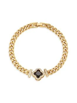 Eye Candy LA | Luxe Jade 14K Goldplated & Cubic Zirconia Chain Bracelet,商家Saks OFF 5TH,价格¥220