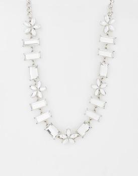 ASOS | ASOS DESIGN short necklace in crystals and crystal flowers in silver tone商品图片,7.6折
