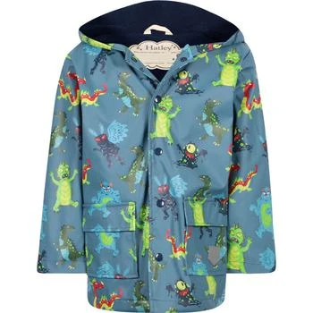 推荐Colorful monsters print hooded raincoat in blue商品