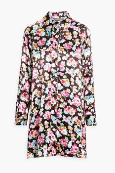 Ganni | Oversized floral-print satin shirt商品图片,4.4折
