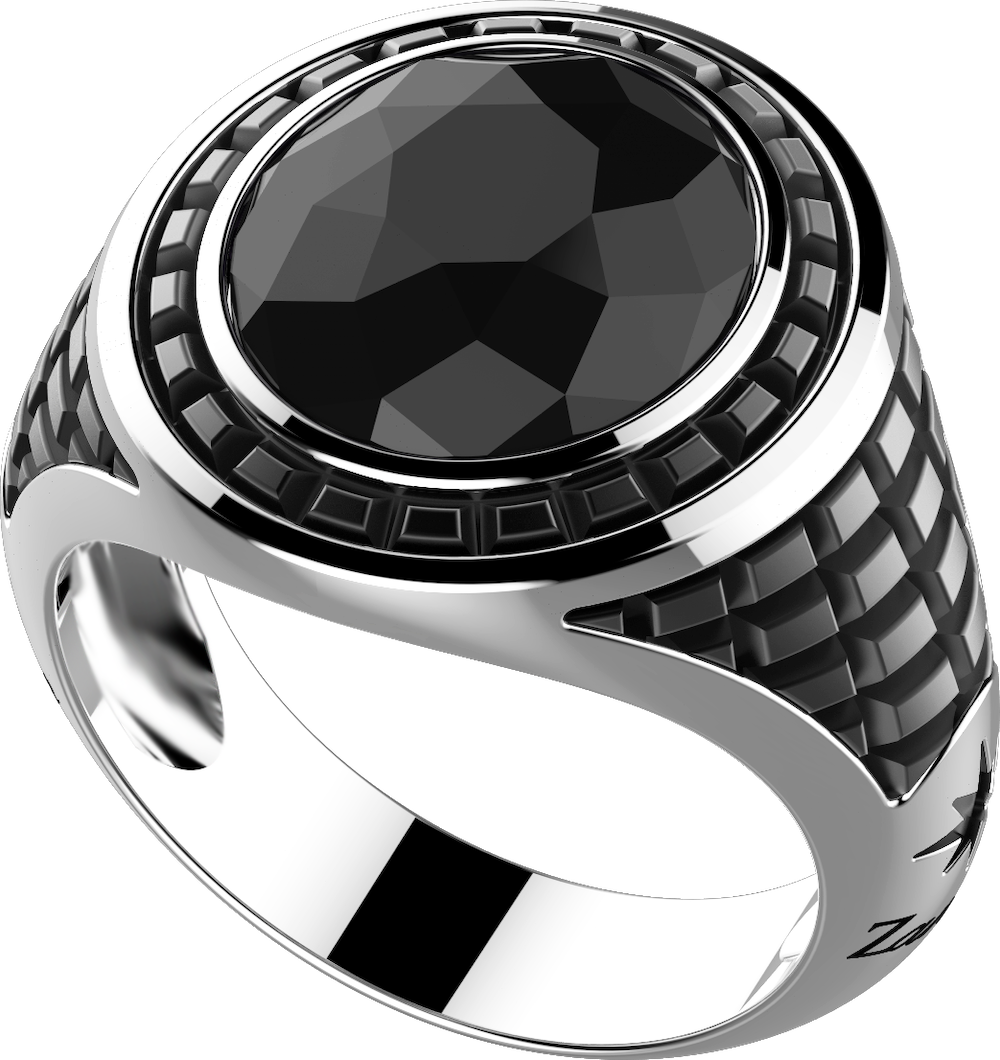 商品Zancan | Silver ring with natural stone and geometric patterns,商家Zancan Gioielli,价格¥2099图片