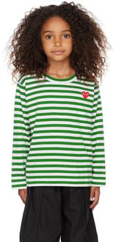 推荐Kids Green & White Striped Heart T-Shirt商品