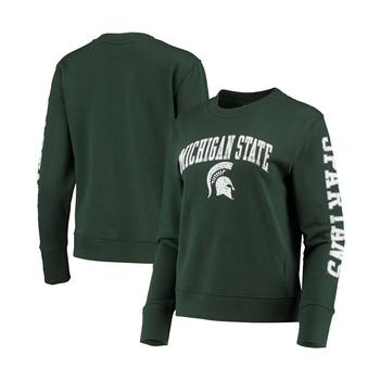 CHAMPION | Women's Green Michigan State Spartans University 2.0 Fleece Sweatshirt商品图片,