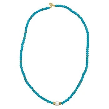 ADORNIA | Adornia Turquoise Beaded Necklace with Pearl 2.6折, 独家减免邮费