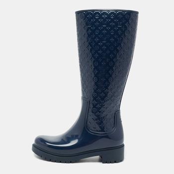 lv长筒靴, [二手商品] Louis Vuitton | Louis Vuitton Navy Blue Monogram Rubber Splash Rain Boots Size 36商品图片 满1件减$100, 满减
