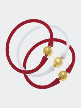 商品Canvas Style | Bali Game Day 24K Gold Bracelet Set Of 3 Crimson & White,商家Verishop,价格¥538图片