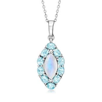 Ross-Simons | Ross-Simons Moonstone and Sky Blue Topaz Pendant Necklace in Sterling Silver,商家Premium Outlets,价格¥732
