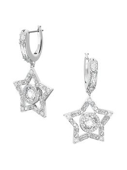 商品Swarovski | Stella Swarovski Crystal Rhodium-Plated Hoop Earrings,商家Saks Fifth Avenue,价格¥1412图片