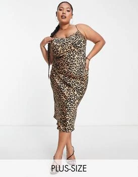 Lola May Curve | Lola May Plus cami slip midi dress in leopard print,商家ASOS,价格¥195