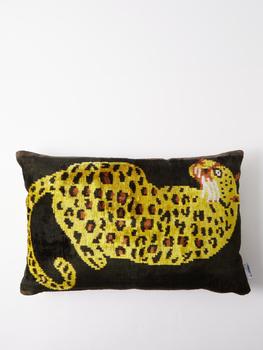 推荐Leopard-print silk-velvet cushion商品