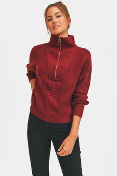 推荐Long Sleeve Sweater With Front Zipper商品