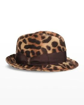 推荐Trilby Leopard Print Felt Fedora Hat商品