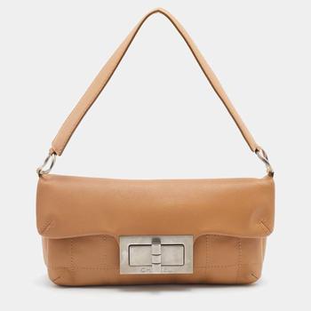 香奈儿122单肩包, [二手商品] Chanel | Chanel Beige Choco Bar Leather Mademoiselle Lock Flap Shoulder Bag商品图片 