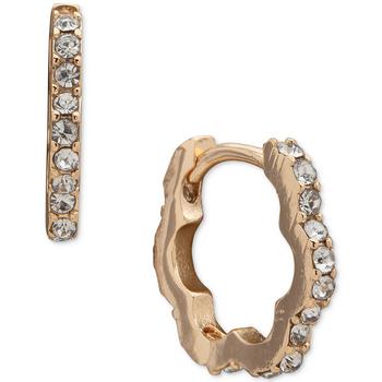 Anne Klein | Gold-Tone Small Pavé Scalloped Huggie Hoop Earrings, 0.6"商品图片,