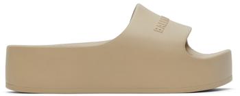 巴黎世家鞋板鞋, Balenciaga | Taupe Chunky Platform Slides商品图片 