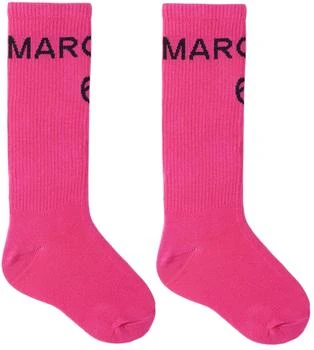 MM6 | Kids Pink Jacquard Socks,商家Ssense US,价格¥217
