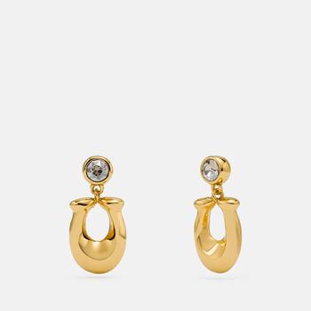 推荐Coach Women's C Crystal Earrings - Gold/Clear商品