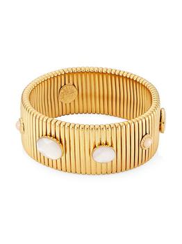 商品GAS Bijoux | Strada 24K-Gold-Plated & Mother-Of-Pearl Tubogas Bracelet,商家Saks Fifth Avenue,价格¥1195图片