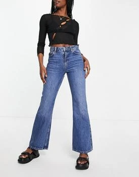 Topshop | Topshop 90s flare jeans in mid blue 4.6折
