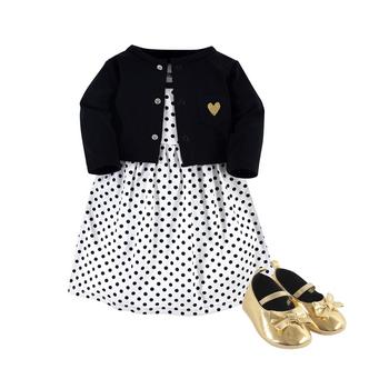 商品Hudson | Dress, Cardigan, Shoe Set, 3 Piece, Black Dot, 6-9 Months,商家Macy's,价格¥210图片