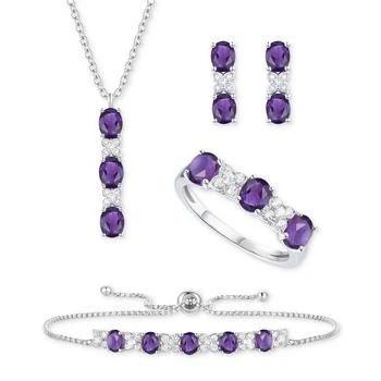 Macy's | 5-Pc. Set Amethyst (4-5/8 ct. t.w.) & Lab-Grown White Sapphire (3/4 ct. t.w.) Ring, Pendant Necklace, Bracelet, & Stud Earrings in Sterling Silver (Also in Additional Gemstones),商家Macy's,价格¥3368