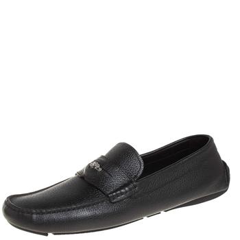 范思哲男鞋海淘, [二手商品] Versace | Versace Black Leather Medusa Loafers Size 43商品图片 4.9折