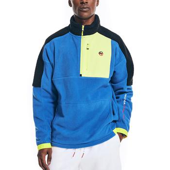 Nautica | Men's Competition Sustainably Crafted Quarter-Zip Mixed-Media Pullover商品图片,