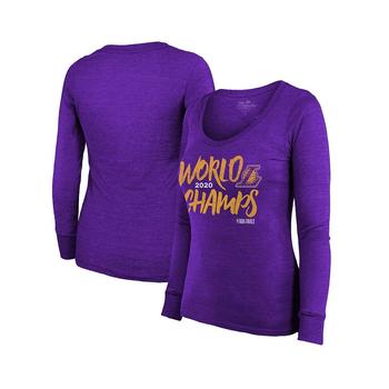 Majestic, Majestic | Women's Threads Purple Los Angeles Lakers 2020 NBA Finals Champions Scoop Neck Long Sleeve T-shirt商品图片 7.4折