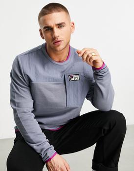 推荐Fila colourblock sweatshirt with logo in blue商品