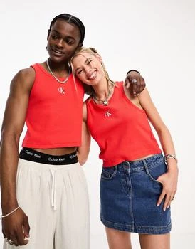 推荐Calvin Klein Jeans Pride Unisex monogram logo slim fit tank top in red商品