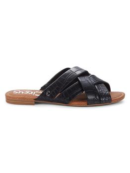 美国sam edelman拖鞋, Sam Edelman | Burnett Textured Faux Leather Sandals商品图片 4.9折