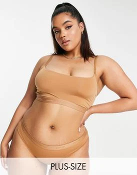 推荐Calvin Klein Plus Size Form To Body unlined bralette bra with tonal logo in sandalwood商品