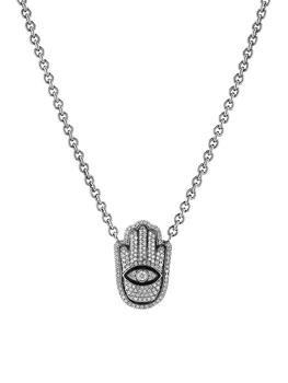 商品Sheryl Lowe | Sterling Silver & 1.23 TCW Diamond Hamsa Hand Pendant Necklace,商家Saks Fifth Avenue,价格¥18500图片