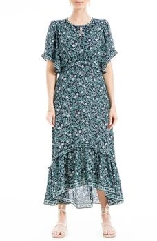 推荐Keyhole Short Sleeve High-Low Midi Dress商品