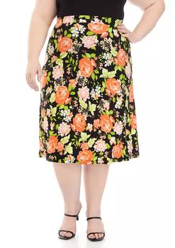 product Plus Size Floral Midi Skirt image