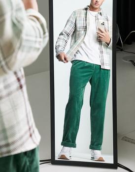 推荐Polo Ralph Lauren pleated wide leg cord trousers in dark green商品