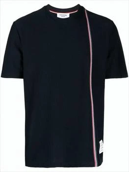 Thom Browne | Short-Sleeved Crew Neck T-Shirt With Vertical Stripe Detail,商家Premium Outlets,价格¥4683