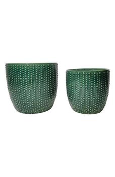 商品DREW ROSE DESIGNS | Hobnail Studded Ceramic Planter - Set of 2,商家Nordstrom Rack,价格¥215图片