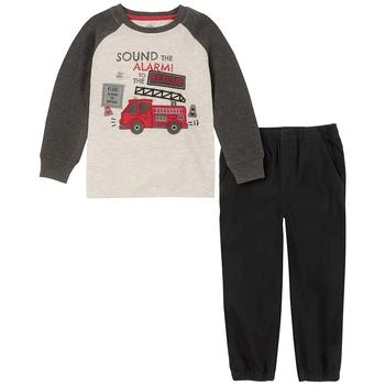 KIDS HEADQUARTERS | Toddler Boys Long Sleeve Raglan Slub Jersey Crew T-shirt and Twill Joggers, 2 Piece Set 4折