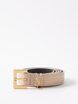 ysl皮带, Yves Saint Laurent | YSL-plaque leather belt商品图片 