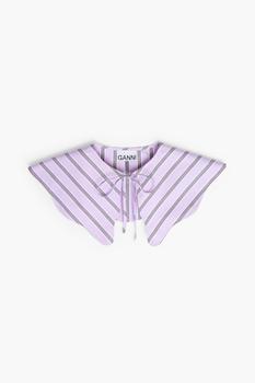 Ganni | Striped organic cotton-poplin collar商品图片,4.4折