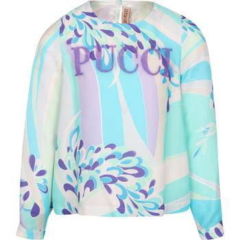 EMILIO PUCCI | Abstract design long sleeved blouse in turquoise purple and mint green商品图片,5.9折起×额外8.5折, 满$350减$150, 满减, 额外八五折